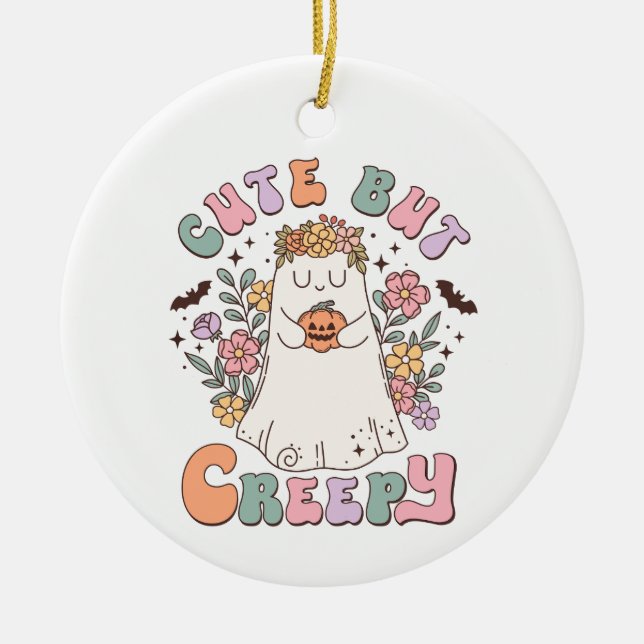 Cute But Creepy Halloween Ceramic Tree Decoration (Front)