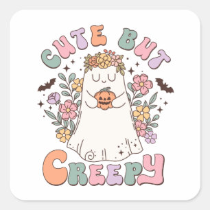 Cute But Creepy Halloween Square Sticker