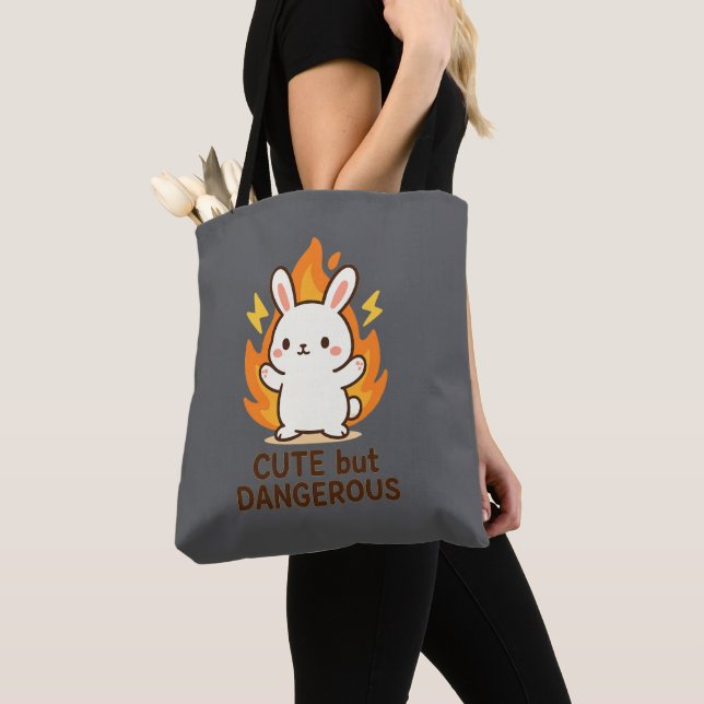 Cute but Dangerous Bunny | Kawaii Tote Bag (Close Up)