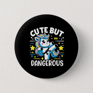 Cute But Dangerous Funny Cool Karate Unicorn Girl 6 Cm Round Badge