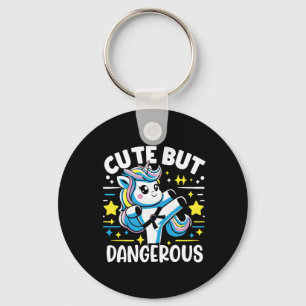 Cute But Dangerous Funny Cool Karate Unicorn Girl Key Ring