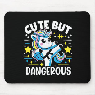 Cute But Dangerous Funny Cool Karate Unicorn Girl Mouse Mat