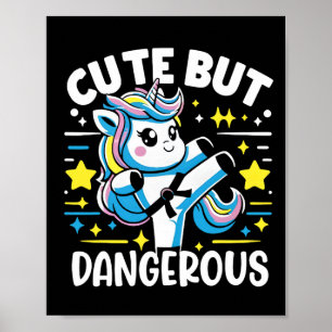 Cute But Dangerous Funny Cool Karate Unicorn Girl Poster