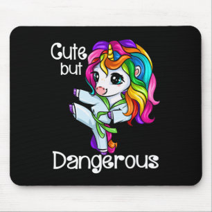 Cute But Dangerous Funny Karate Unicorn Girl Mouse Mat
