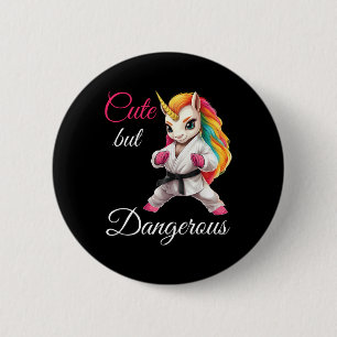 Cute But Dangerous Funny Karate Unicorn Taekwondo 6 Cm Round Badge