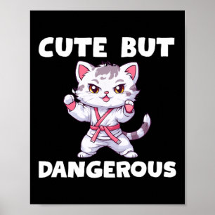 Cute But Dangerous Karate Taekwondo Kitty Cat Kara Poster
