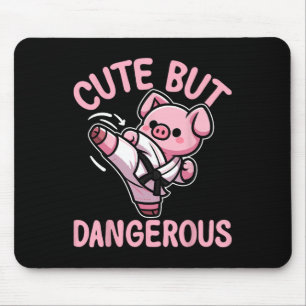 Cute But Dangerous Karate Taekwondo Pig Karate Gir Mouse Mat