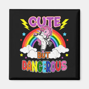 Cute but Dangerous Karate Taekwondo Unicorn Girl Magnet