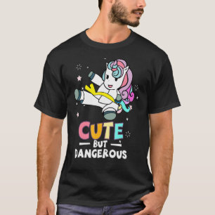 Cute But Dangerous Karate Taekwondo Unicorn Girls T-Shirt