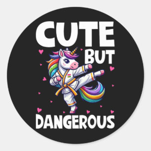 Cute But Dangerous Karate Taekwondo Unicorn Karate Classic Round Sticker