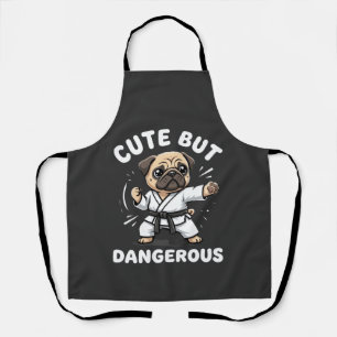 Cute But Dangerous Pug Dog Karate Apron