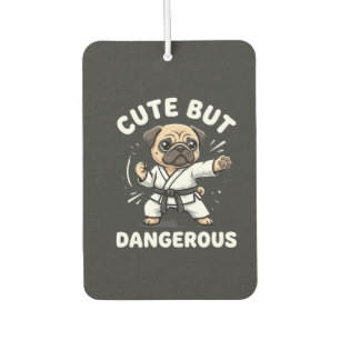 Cute But Dangerous Pug Dog Karate Car Air Freshener