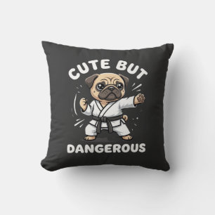 Cute But Dangerous Pug Dog Karate Cushion