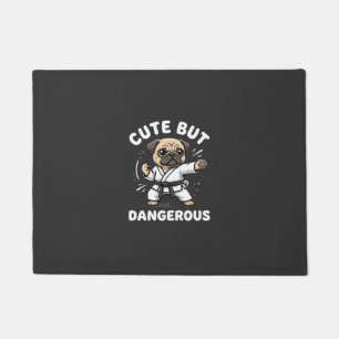 Cute But Dangerous Pug Dog Karate Doormat