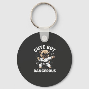 Cute But Dangerous Pug Dog Karate Key Ring