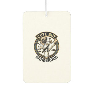 Cute But Dangerous Pug Dog Karate Kick_1 Car Air Freshener