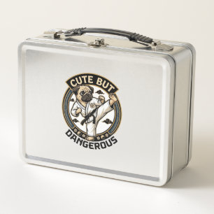 Cute But Dangerous Pug Dog Karate Kick_1 Metal Lunch Box