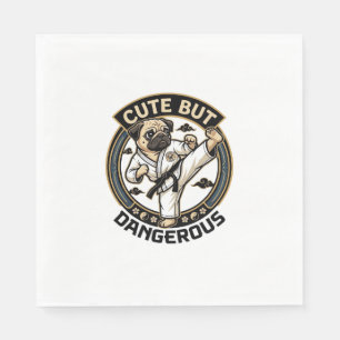 Cute But Dangerous Pug Dog Karate Kick_1 Napkin
