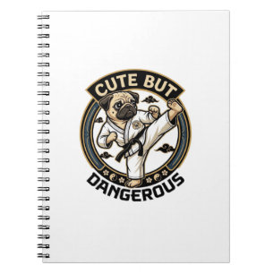 Cute But Dangerous Pug Dog Karate Kick_1 Notebook