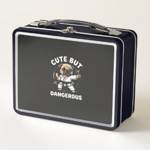 Cute But Dangerous Pug Dog Karate Metal Lunch Box