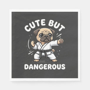 Cute But Dangerous Pug Dog Karate Napkin