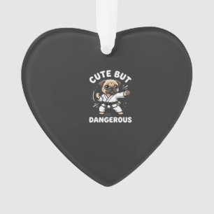Cute But Dangerous Pug Dog Karate Ornament