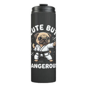 Cute But Dangerous Pug Dog Karate Thermal Tumbler