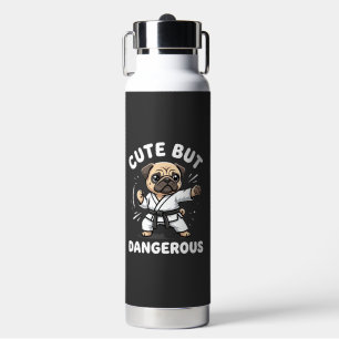 Cute But Dangerous Pug Dog Karate Water Bottle