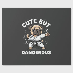 Cute But Dangerous Pug Dog Karate Wrapping Paper