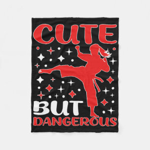 Cute But Dangerous Taekwondo Girl Karate Jiu Jitsu Fleece Blanket