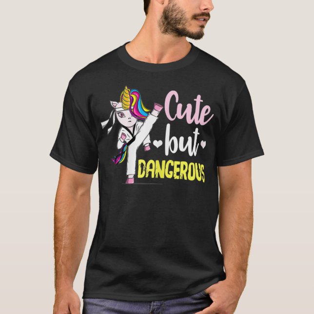 Cute But Dangerous Taekwondo Unicorn T-Shirt (Front)