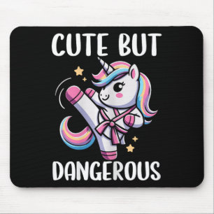 Cute But Dangerous Unicorn Karate Girl Taekwondo Mouse Mat