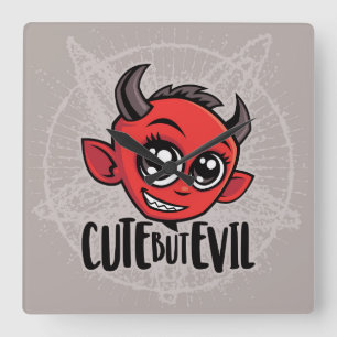 Cute But Evil Square Wall Clock