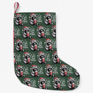 Cute But Feral Christmas Racoon Funny Animal Small Christmas Stocking