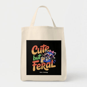 Cute But Feral Funny Adorable Racoon Retro Vacay Tote Bag