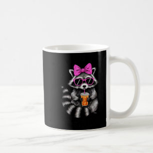 Cute But Feral Funny Colorful Racoon With Sungles  Coffee Mug