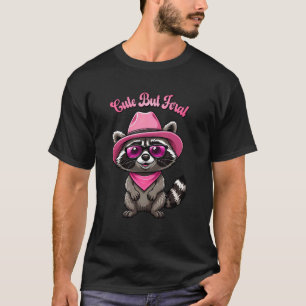 Cute But Feral Funny Colourful Racoon With Sunglas T-Shirt