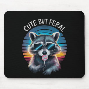 Cute But Feral Funny Racoon Mouse Mat