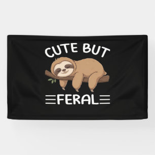 cute but feral funny sloth for animal lover men wo banner