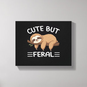 cute but feral funny sloth for animal lover men wo canvas print