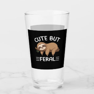 cute but feral funny sloth for animal lover men wo glass