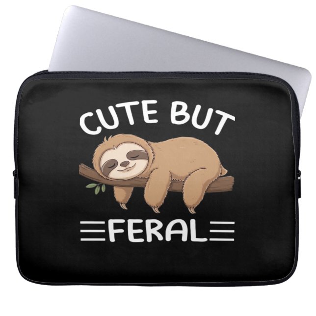 cute but feral funny sloth for animal lover men wo laptop sleeve (Front)