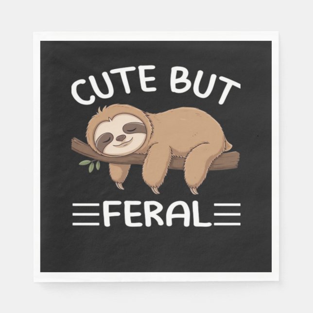 cute but feral funny sloth for animal lover men wo napkin (Front)
