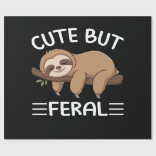 cute but feral funny sloth for animal lover men wo wrapping paper