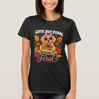 Cute But Feral Golden Retriever Thankful Grateful T-Shirt