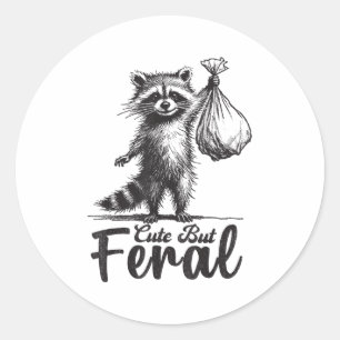 Cute But Feral Panda Racoon Costume Funny Racoon Classic Round Sticker