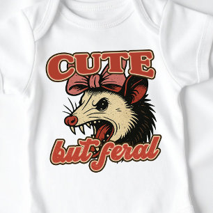 Cute But Feral Possum: Vintage Sarcastic Humour Baby Bodysuit