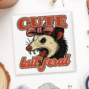 Cute But Feral Possum: Vintage Sarcastic Humour Magnet