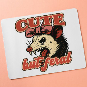 Cute But Feral Possum: Vintage Sarcastic Humour Mouse Mat