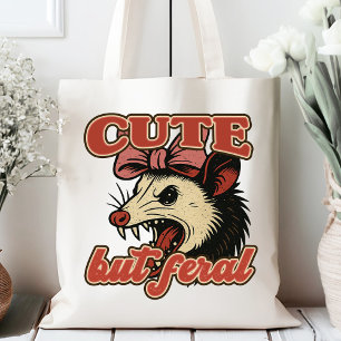 Cute But Feral Possum: Vintage Sarcastic Humour Tote Bag